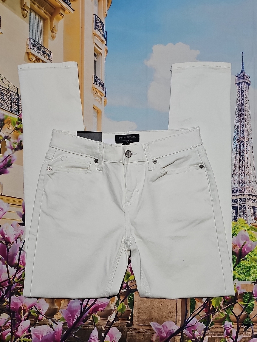 Banana Republic Girlfriend White Tapered Jeans Size 24/00 NWew